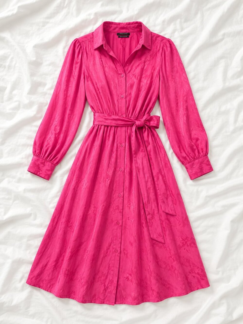 cotch & Soda Hot Pink Jacquard Belted Midi Shirt Dress Size 36 / US 6